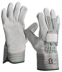 [999-1-100698-10] 1015T rundssplitleder, naturel, gevoerd, rug/kap groen, EN 388 3143 - AFNAME IN 1 KEER, maat 10